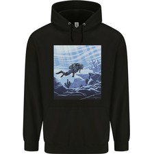 A Deep Sea Scuba Diver Diving Mens 80% Cotton Hoodie