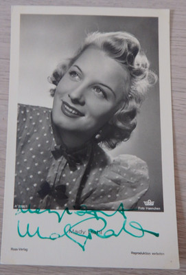 Autogramm Theater- Film und TV Schauspielerin Mady Rahl 1940er Jahre (123263)
