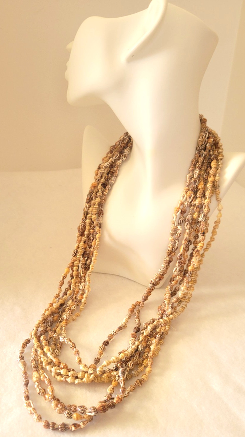 Seashells Necklace Multi-Strands Beaded Hawaiian … - image 1