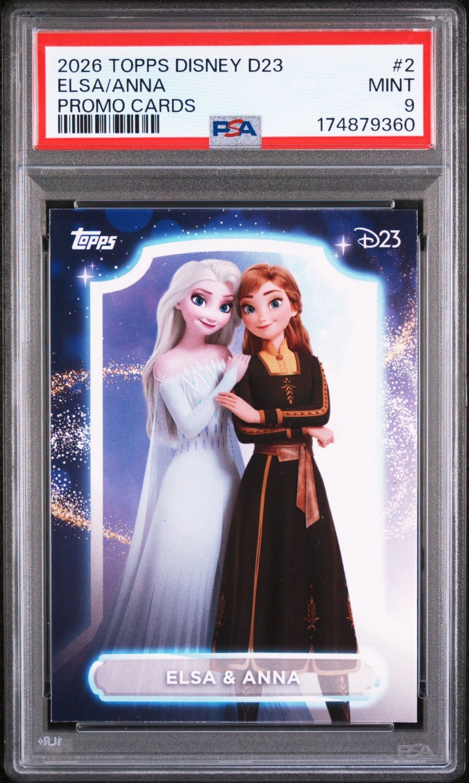 2026 Topps #2 Elsa & Anna D23 Exclusive Limited Edition Promo Card PSA 9