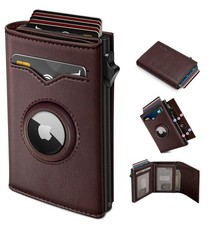 miyozi Airtag Wallet for Men,with Cash Pocket 2 ID Window 9-12 Cards,Metal Ca...