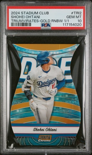2024 TOPPS STADIUM CLUB TRIUMVIRATES SHOHEI OHTANI GOLD RNBW 1/1 Gem 10