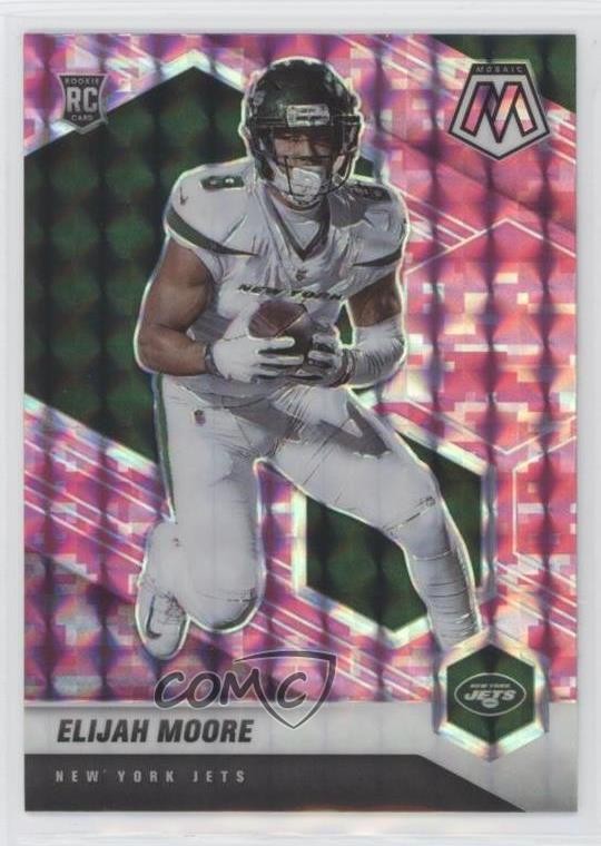 2021 Panini Mosaic Rookies Pink Camo Mosaic Prizm Elijah Moore #316 1u0