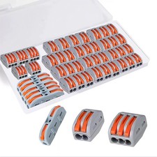 Eugiichr 44 PCS Lever Wire Connectors Nuts Kit - 1/2/3 Port Push-in 44Pcs