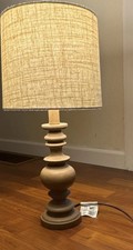 Beige/Brown Table Lamp w/ Fabric Drum Shade Included, Corded Wall Switch