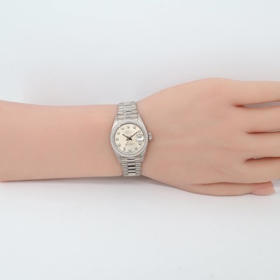 ホワイトダイヤモンド　26-43 1990 Vintage Rolex Datejust 26mm 18K White Gold Silver Diamond
