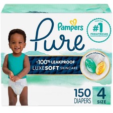 Pampers Pure Protection Baby Diapers, Size 4 22-37 lbs. 150 ct. Hypoallergenic