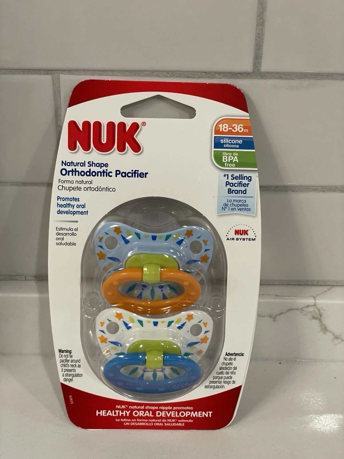 NUK Orthodontic Pacifier Natural Shape 18-36 Months Silicone BPA Free 2 Pack New