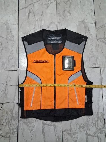 Fieldsheer Men's Motorcycle Vest Orange Hi-Visibility Reflective Zip SM-L image 3