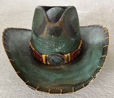Stampede Western Cowboy Hat Bangora Straw Blue Womens M 56-57 Sweet Seduction