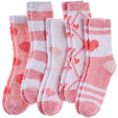 Fuzzy Socks Women Fluffy Slipper Winter Warm Cozy Plush Sleep Heart Hosiery