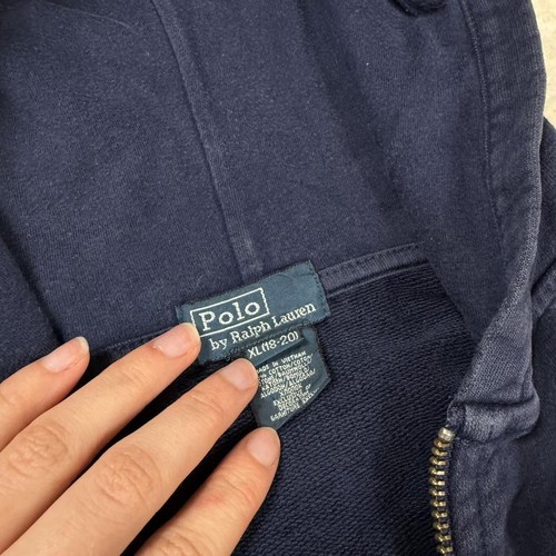 VTG Polo Ralph Lauren Navy XL 18-20 Full Zip Hoodie Jacket - Picture 4 of 8