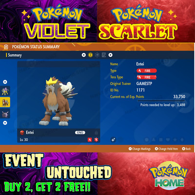 Entei Shiny Gamestop 2011  Event Untouched for  Pokémon Scarlet & Violet 