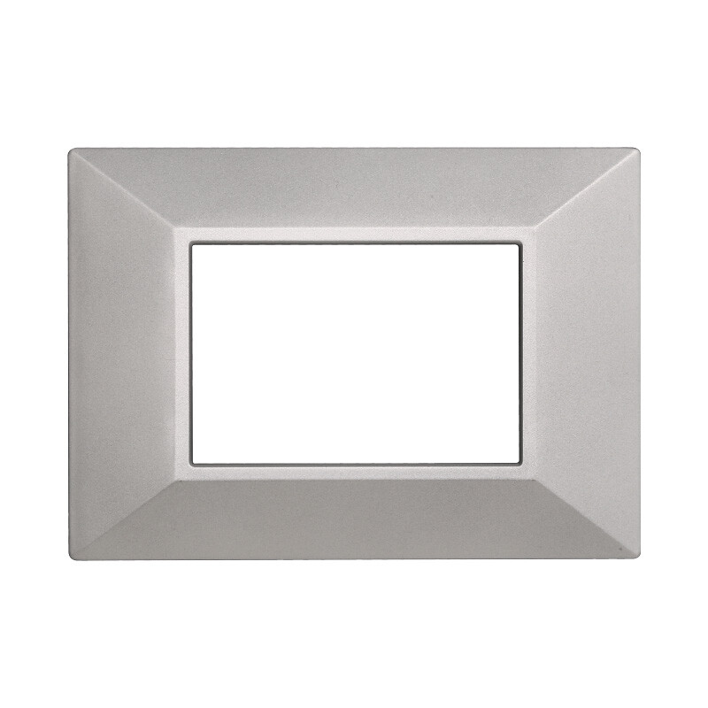 ETTROIT Placca Piramide Serie Moon 3P Colore Silver Compatibile Con Bticino