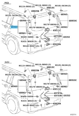 専用3 TOYOTA PROBOX NCP50 2002-2012 Genuine Back Door Stay Assy LH 68960