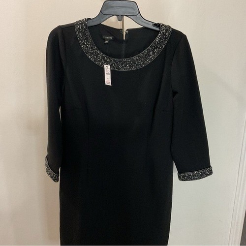 VESTIDO TWEED TALBOTS NEGRO REFINADO CON PUNTA PONTE Talla 10 Nuevo con Etiquetas - Imagen 9 de 14