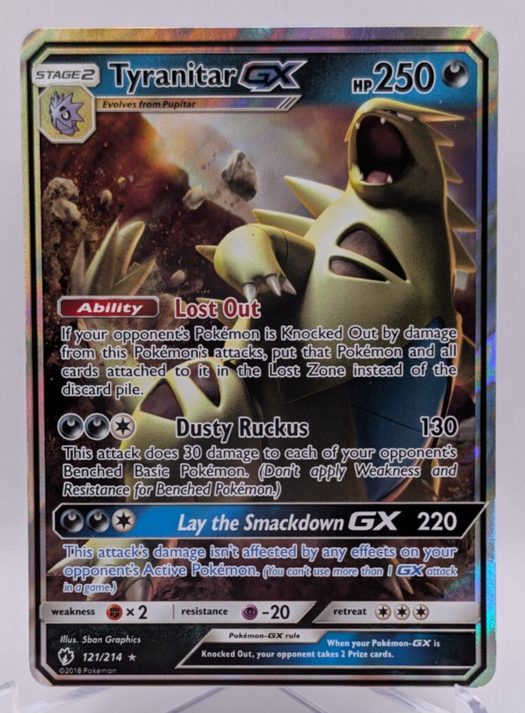 2019 Pokemon Tyranitar GX 121/214 Sm-Lost Thunder Holo