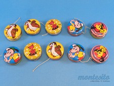 VINTAGE 1960s TIN LITHO YO-YOs LOT of 10 JAPAN CARTOON DOG CAT MOUSE YOYO