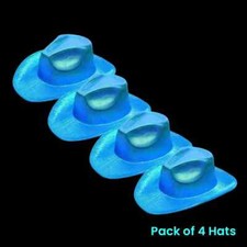 Sparkly Iridescent Glitter Space Blue Cowboy Hats - Pack of 4 by Party Glowz