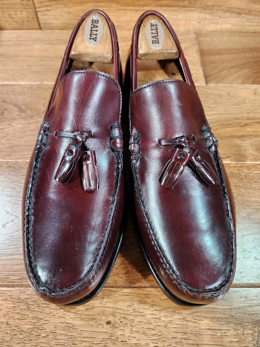 Vintage Hanover Burgundy Handsewn Moccasin Tassel Loafers  display picture 1