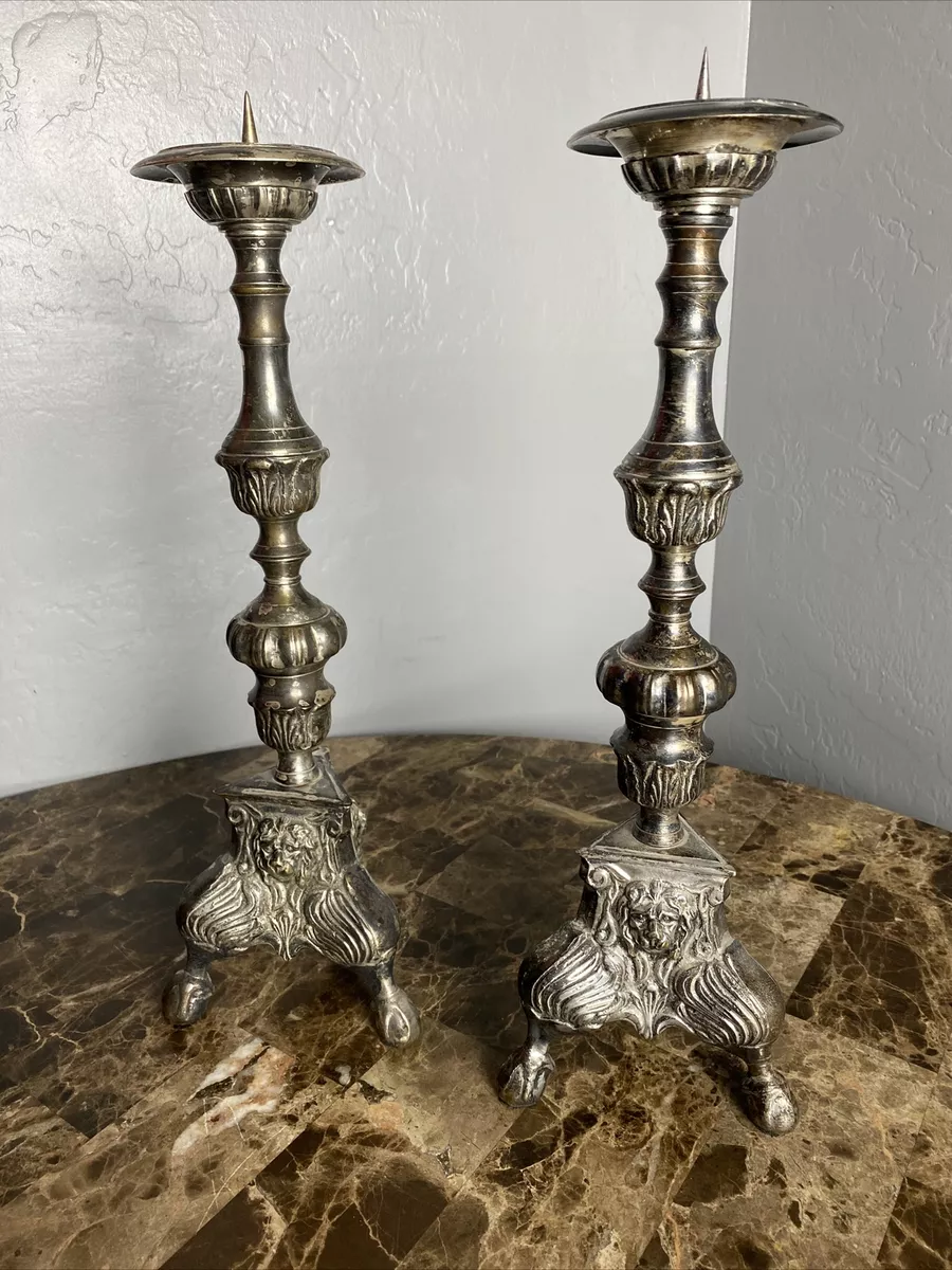 Long silver candle sale holders
