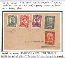 Austria BOSNIA HERZEGOVINA Card 1918 Karl I Set{3} *FDC* WW1 Sarajevo CDS YG146