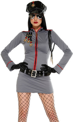 SALE ~ Forplay Sexy General Glam Military Soldier Uniform Grey Dress  Costume 5pc