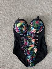 NWT Swimsuits For All black/tropical print one piece size 22, style 66-0787-3