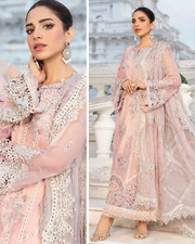 Pakistani indian Designer Embroiderd Chiffon Unstitched Suit 3 PC Shalwar Kameez