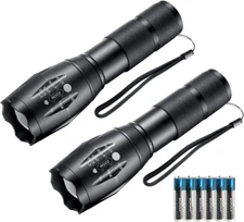 LED Flashlights, 2 Pack Tactical Flashlight High Lumens Lights with 6Pack AAA Ba