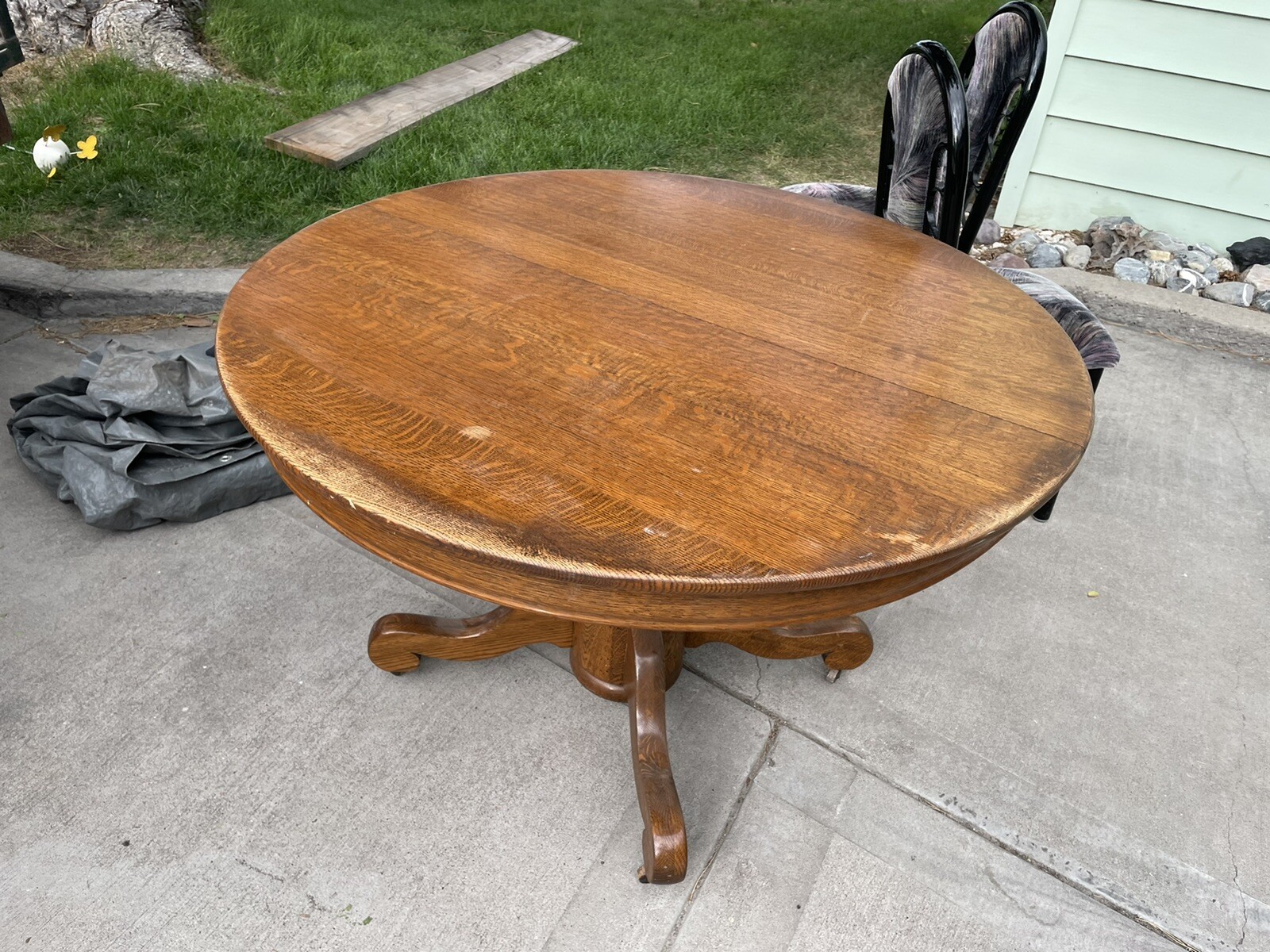 Antique Quarter Sawn Oak Pedestal Table and Chairs eBay