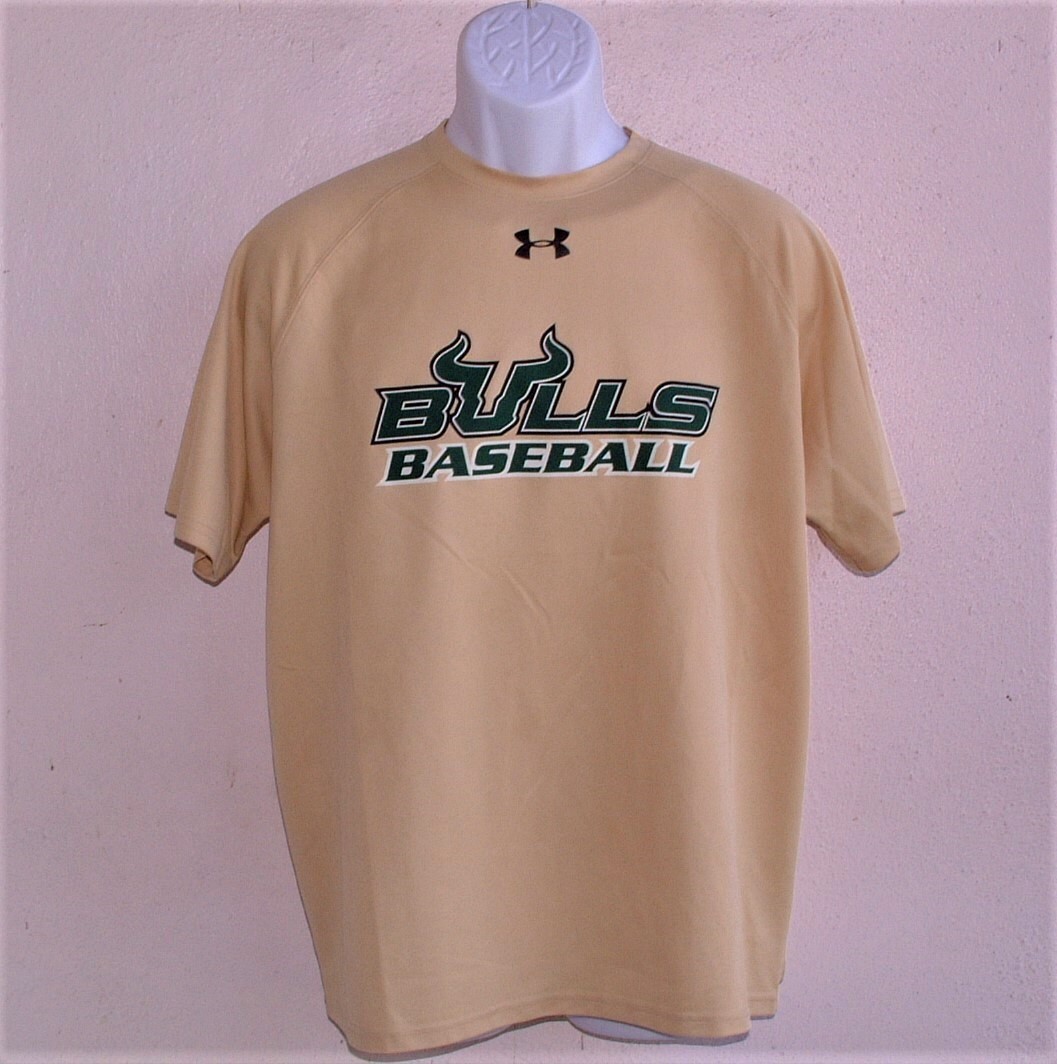 SOUTH FLORIDA USF BULLS TEAM ISSUED UNDER ARMOUR #4 BASEBALL PRACTICE SHIRT  LG