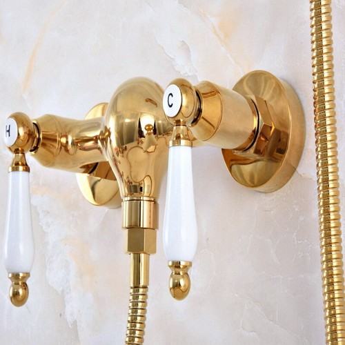 Gold Color Brass Wall Mounted Bathroom Hand Held Shower Faucet Mixer Tap mna979 - Picture 4 of 9