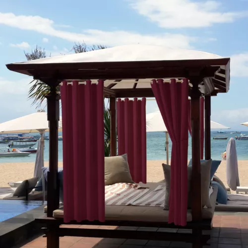 1/2 Stück Wasserdicht Outdoor Terrasse Vorhänge 52" Breit Sichtschutz Verdunkelung Pergola Schatten - Bild 57 von 124