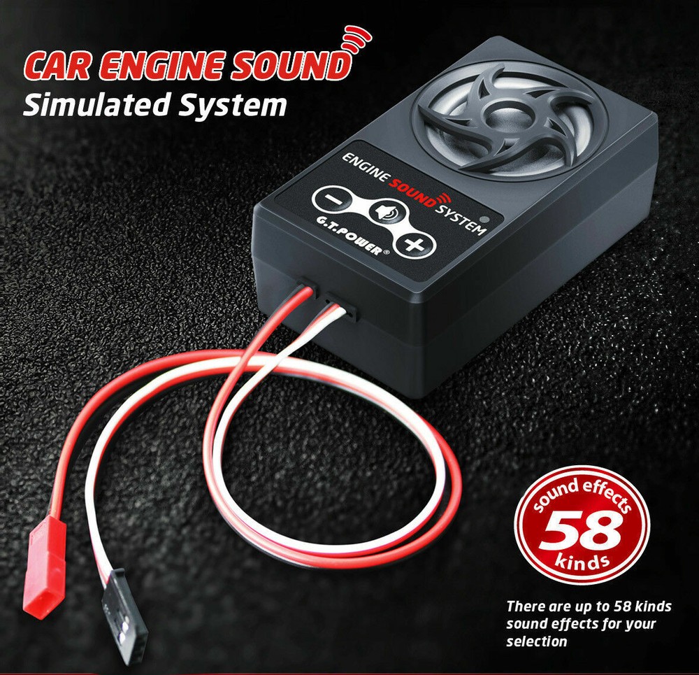 G.T Power 1/10 Scale RC Car and Truck Engine Sound System with 58 Unique Sound Effects  