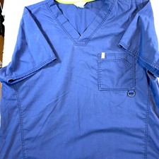 Code Happy V Neck Blue Scrubs Top Size XL Pre Owned