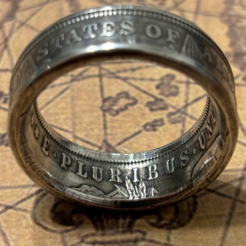 ANILLO MONEDA DÓLAR Morgan banda delgada 90% plata ee. uu. Estados Unidos América TALLA 5-16 Foto 4 de 4