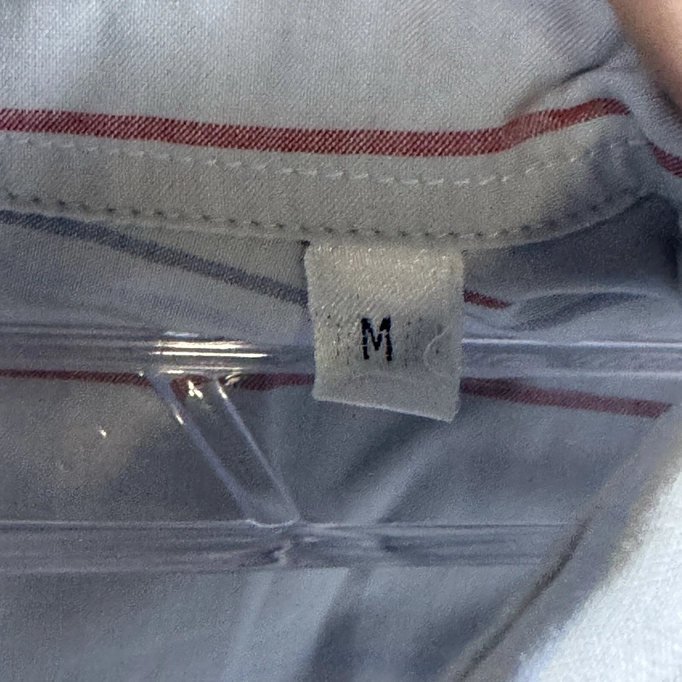 Emporio Armani 纽扣衬衫男式中号白色条纹长袖学院风 — 第 3/4 张图片