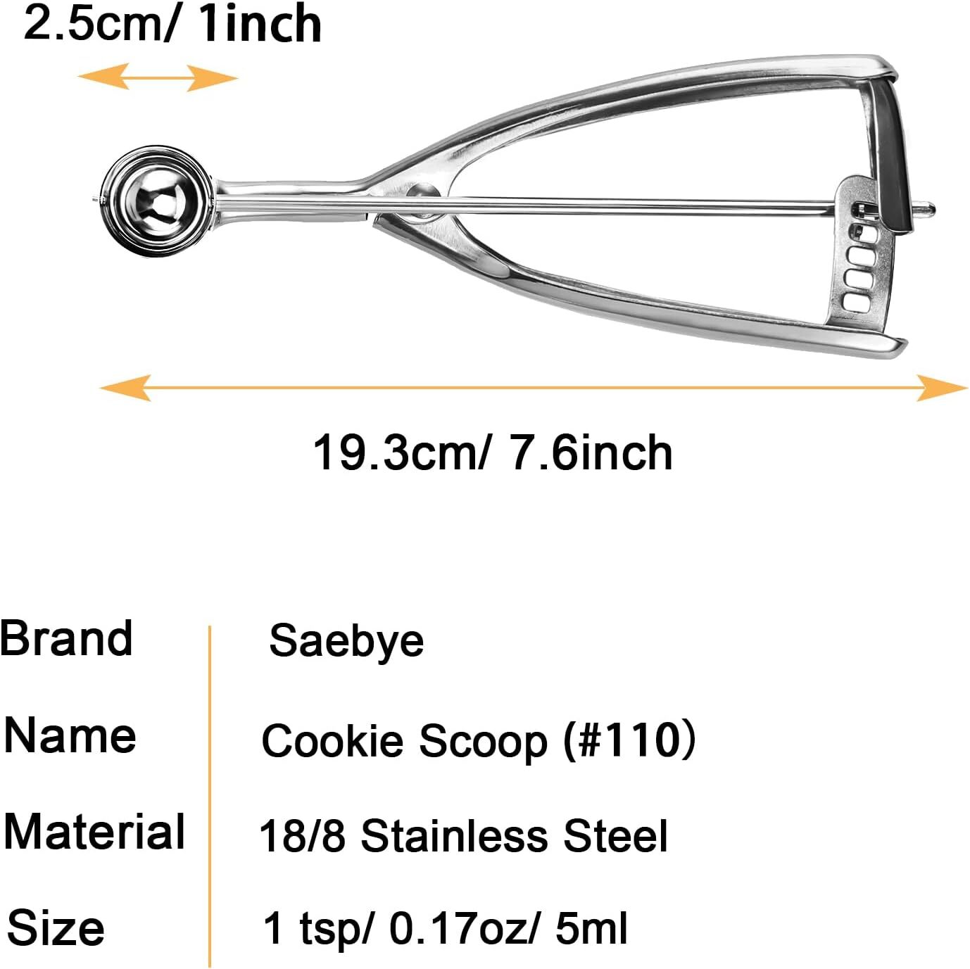 Mini Cookie Scoop 1 Tsp, Extra Small Cookie Dough Scoop, Melon Baller Scoop, 1/3