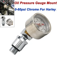 For Harley 0-60 PSI Oil Pressure Gauge Kit Evolution Shovelhead Big Twin Engine
