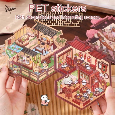 Visual Stacking 3D Stickers 3D House Scene Stickers Cartoon Miniature handsome