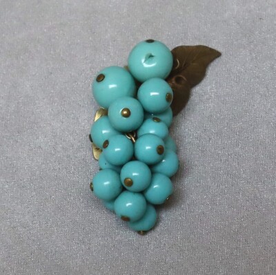 Miriam Haskell Turquoise Glass Grapes Dress Clip