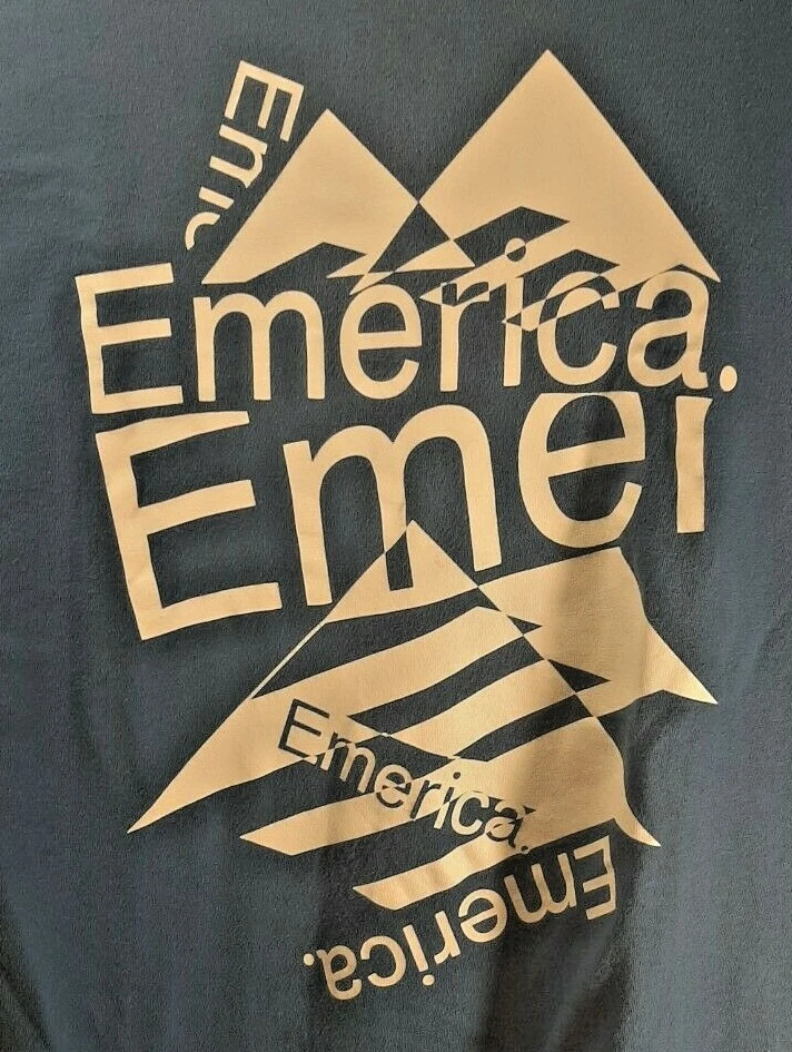 Camiseta azul Emerica para hombre ropa de skate manga corta logotipo deletreado talla M mediana Foto 2 de 4
