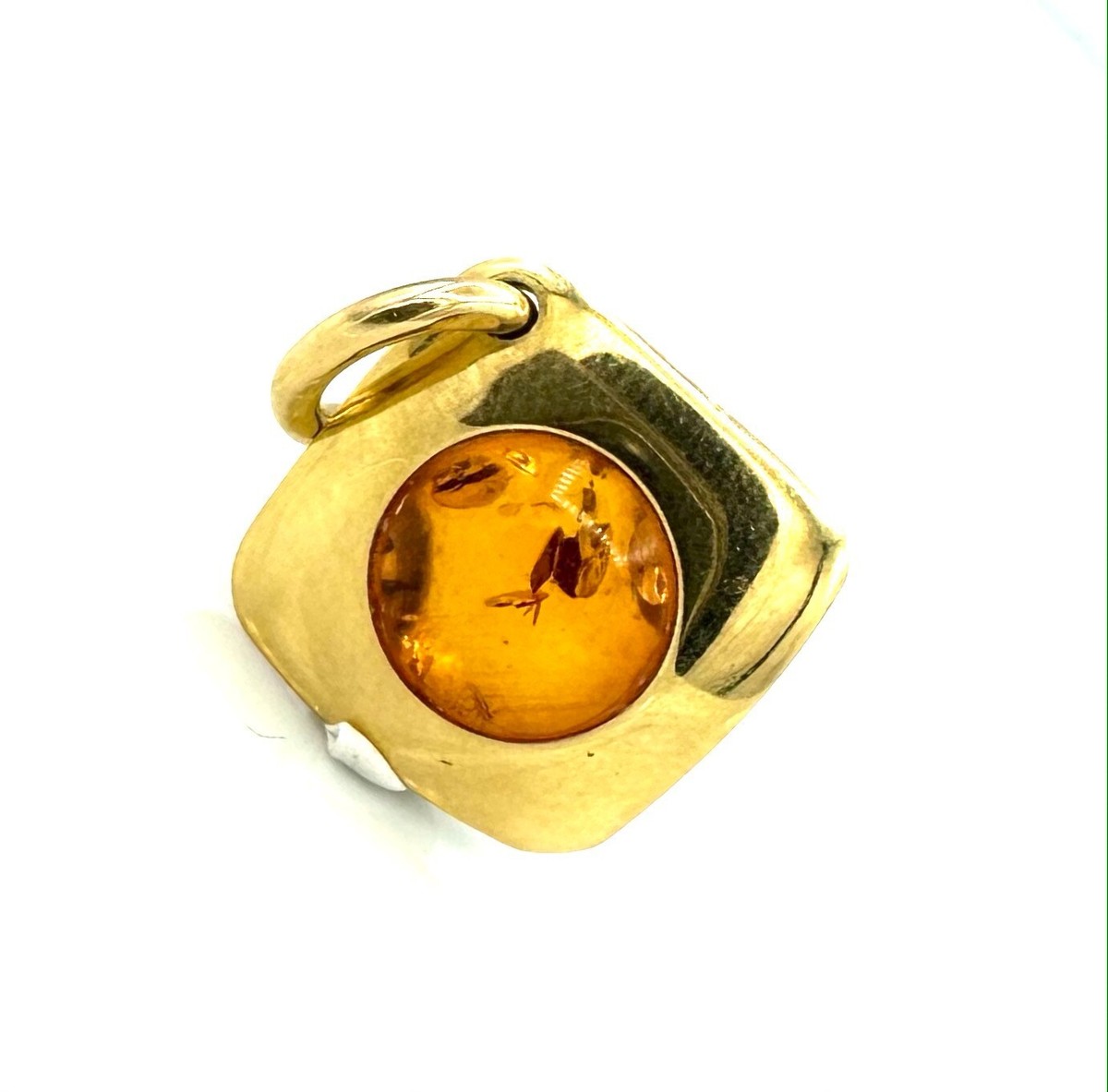 Pendentif En Or 18 Carats Avec Ambre - Poids 1,43 G - Occasion - Bijou Vintage Sans Marque