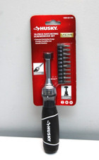 Husky 10-Piece Ratcheting Screwdriver Set With Pull-out Storage Compartment.