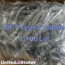 Bulk Lot 10ft USB Type C Fast Charger Cable Charging Cord For Samsung S8 S9 S10