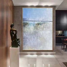 Blue Landscape Abstract Painting Extra Large Wall Art Handmade Original Abstract