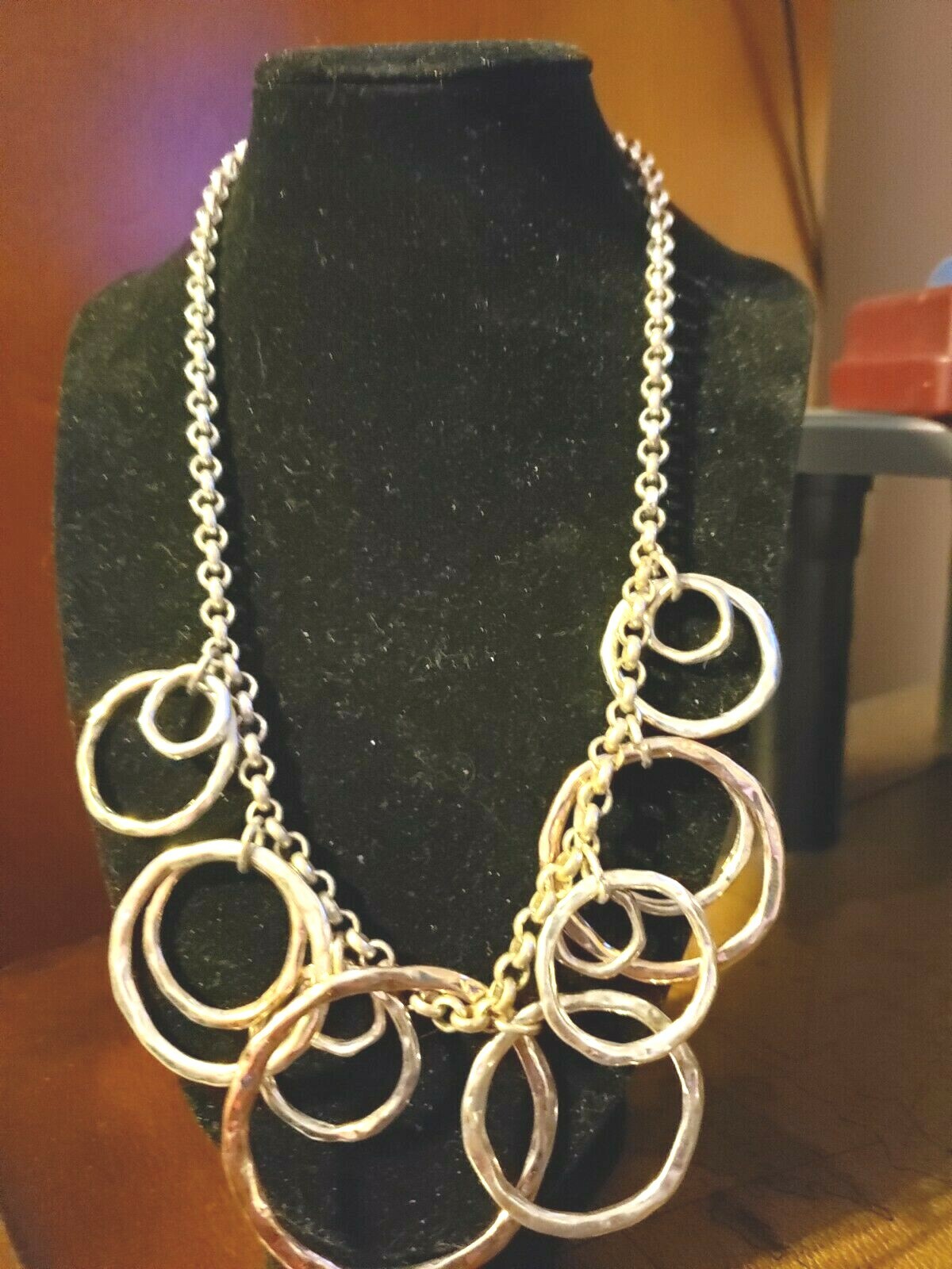 Multi Circle Necklace Silver Adjustable Length  a… - image 1