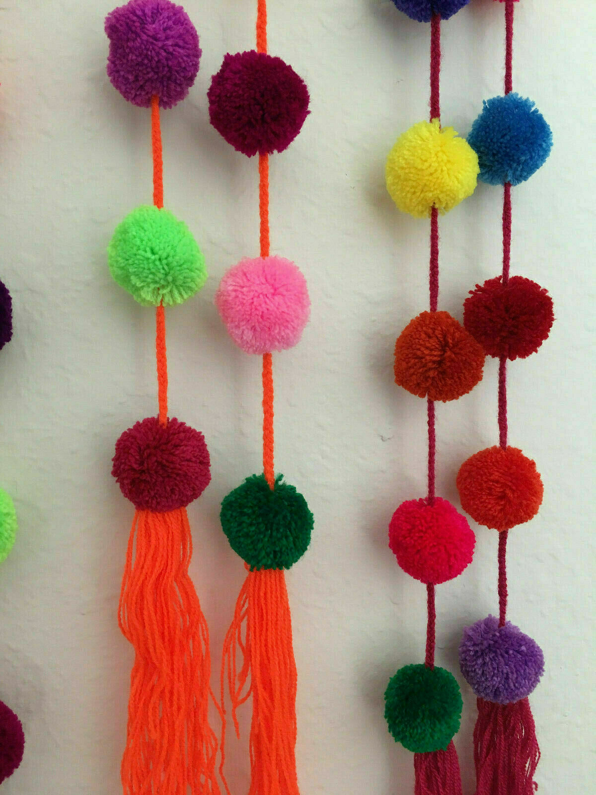 Handmade Mexican Pom Pom Garland Bright MultiColored Decor Wholesale