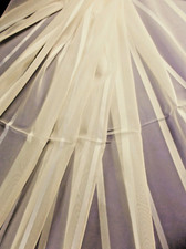 12 Meter x 260 cm H  Gardinen Stoff Deko  Voile creme  Streifen  weiß  Meterware